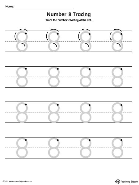 Number Tracing Mat: 8