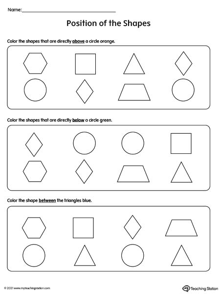 Above, Below, and Between Worksheet