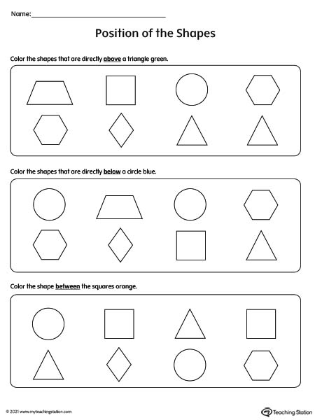 Positional Words Printable Worksheet: Above, Below, Between