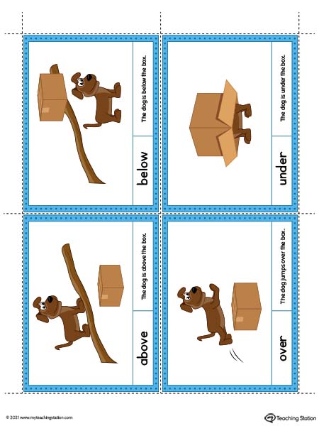 Positional Word Cards: Above, Below, Under, Over (Color)