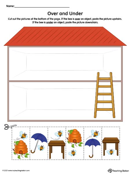 Positional words worksheets are a great way for kids to learn and practice the frequent words used to describe the position of an object.