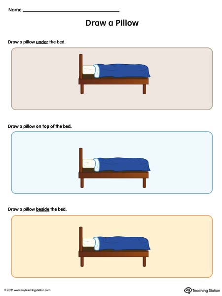 Positional Words Worksheet: Under, On Top Of, Beside (Color)