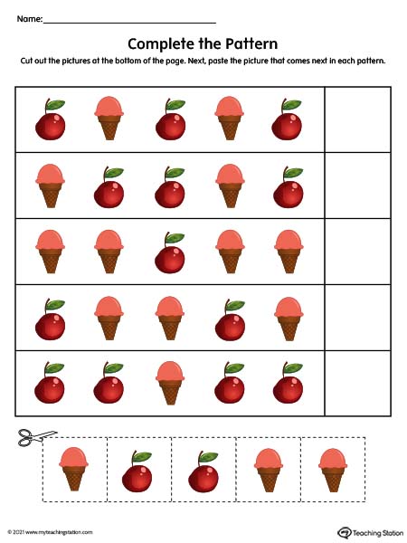 Complete the Pattern Printable: Cut & Paste (Color)