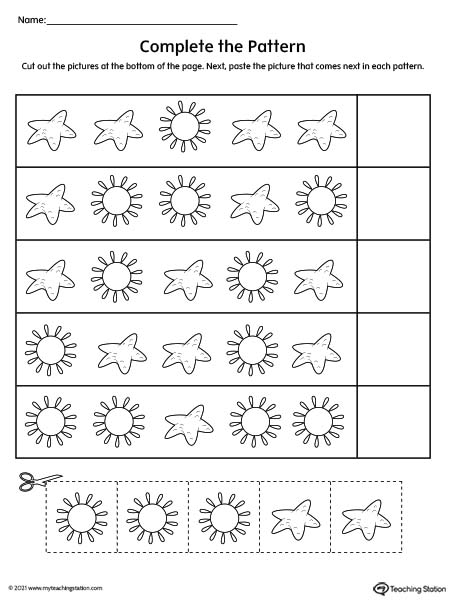 Preschool Complete the Pattern Worksheet