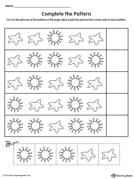 Pre-K pattern printable activity.