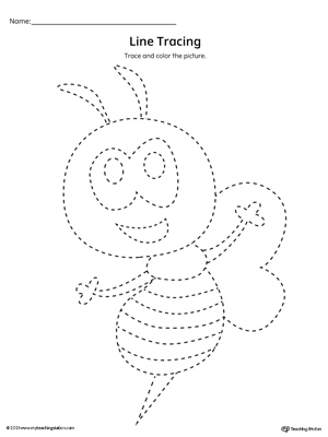 Bee Prewriting Line Tracing Worksheet
