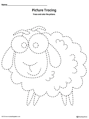 Sheep Prewriting Line Tracing Worksheet