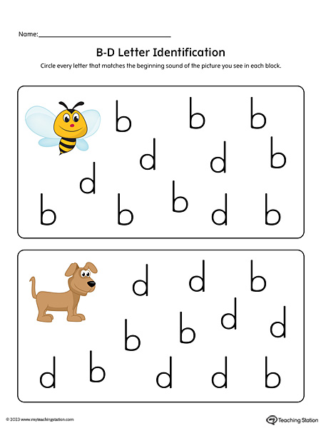 B-D Letter Recognition Worksheet