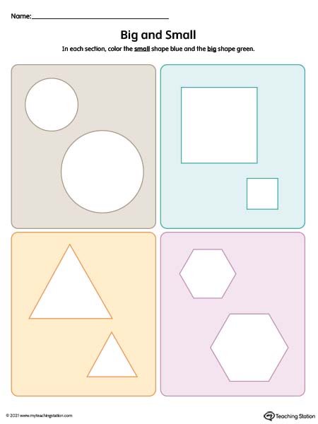 Big And Small Printable Worksheet Color MyTeachingStation
