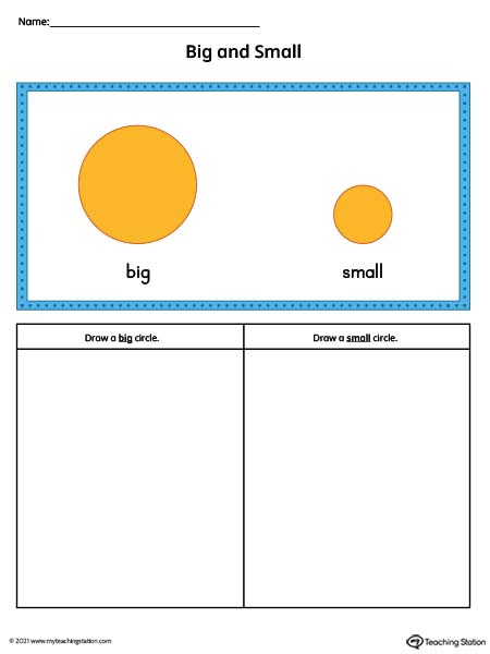 Practicing the concept of big and small by drawing the correct size. Available in color.