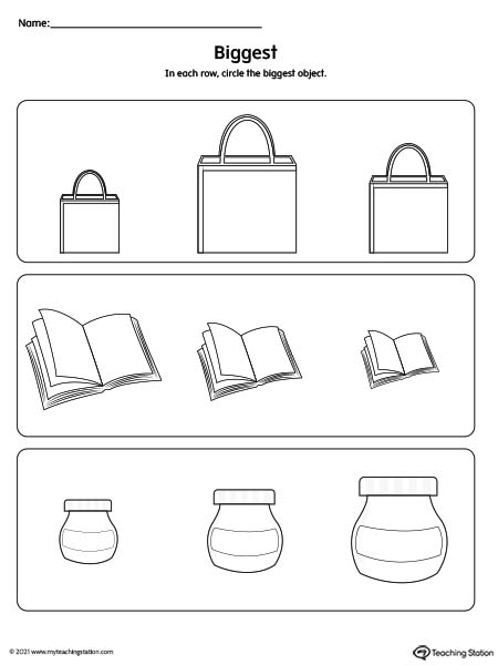 Help kids identifying which one is the biggest with this printable worksheet.