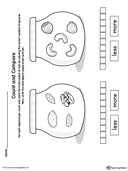 More or Less? Count and Compare Worksheet