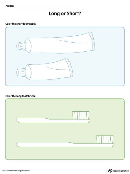 Long or short preschool math printable.