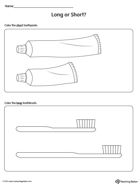 Long or Short Length Worksheet: Objects