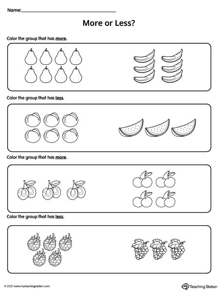 More and Less Worksheet