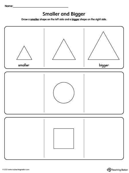 Smaller and Bigger Worksheet