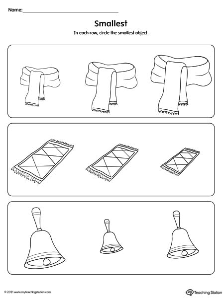 Help kids identifying which one is the smallest with this printable worksheet.