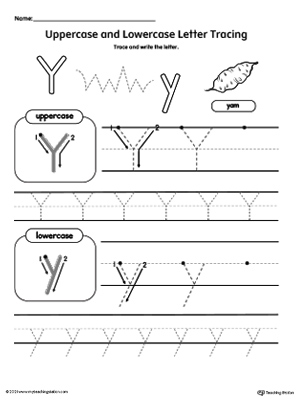 Tracing Uppercase and Lowercase Letter Y