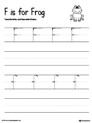 Practice writing uppercase and lowercase alphabet letter F in this printable worksheet.