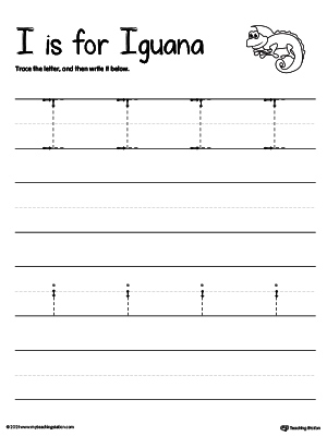 Practice writing uppercase and lowercase alphabet letter I in this printable worksheet.